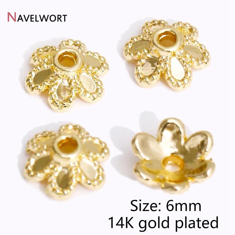 14K/18K Gold Plated Brass Bead Caps,Caps For Beads,Flower Bead Caps For Jewelry Making,Caps For Bracelet,Accessories For Jewelry