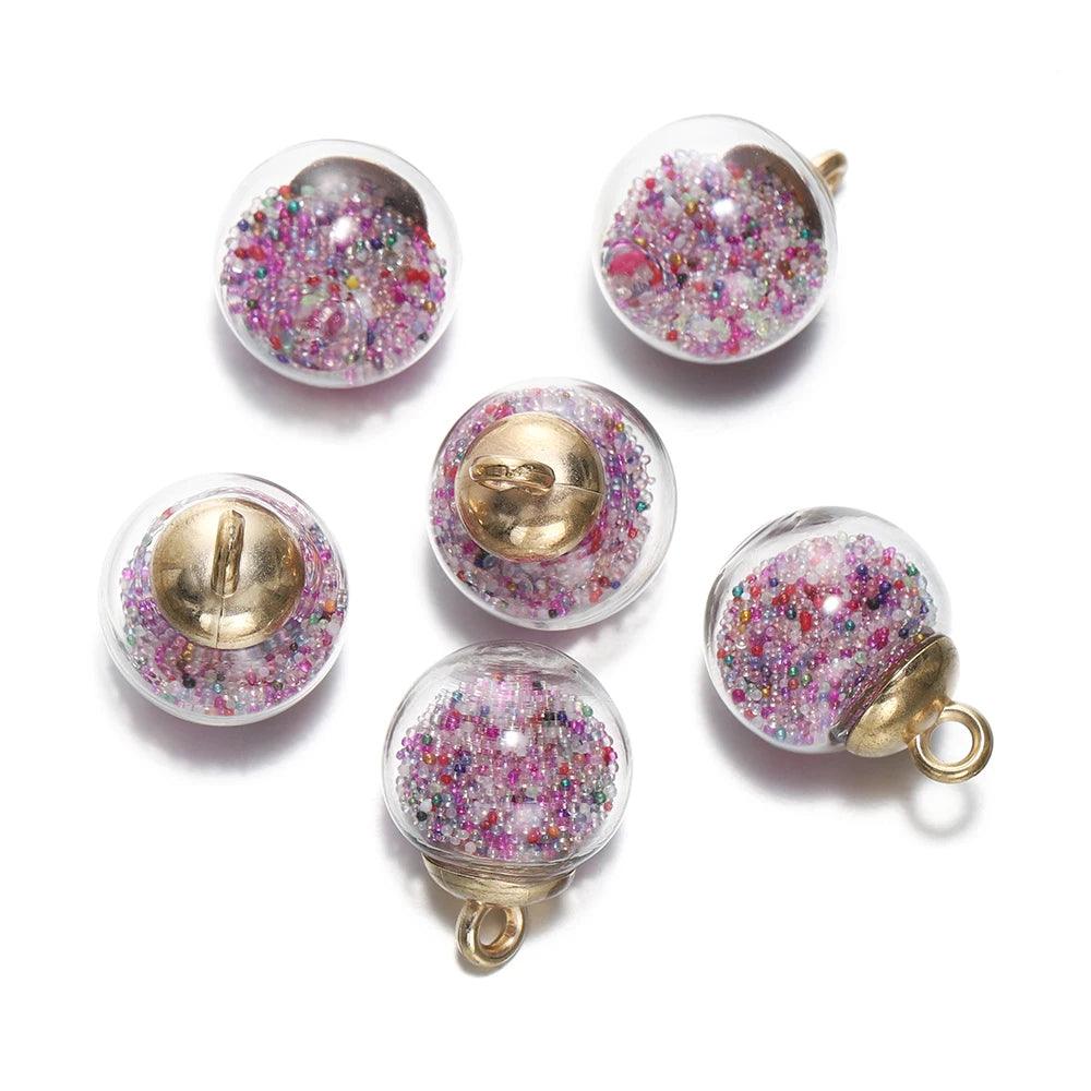 10Pcs Charms Quicksand Transparent Glass Ball 16mm Pendants Findings for Earrings Necklace Pendant DIY Jewelry Making Supplies