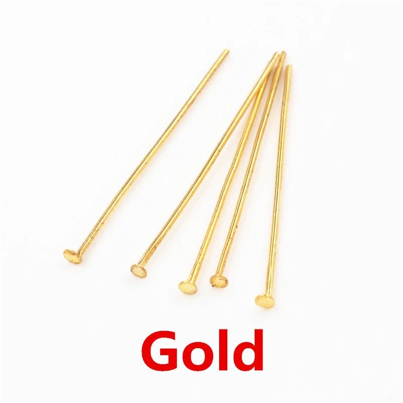 200pcs/Bag 20 25 30 40 50 60mm Flat Head Pins Gold/Silver Color/Bronze/Rhodium Headpins For Jewelry Findings Making DIY Supplies