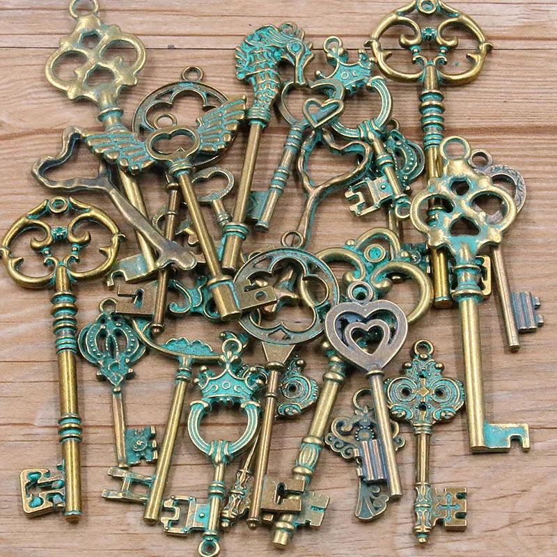 100g 50g 30g Mixed Key Charms 6 Color Bracelets Necklace Craft Metal Pendant For Jewelry Making DIY Supplies Wholesale