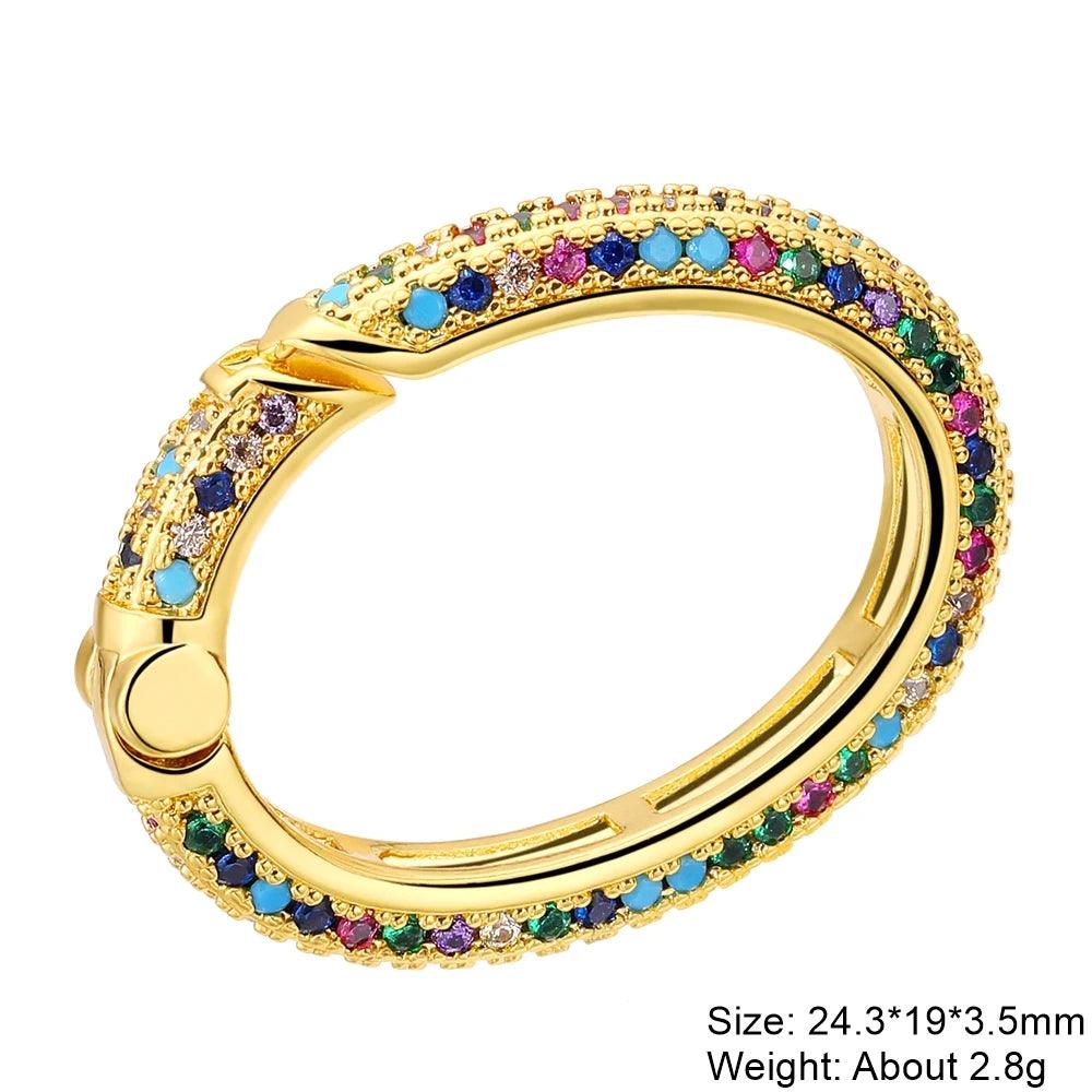Juya Handmade Creative 18K Gold Plated Brass Screw Locks Carabiner Clasps Accessories For DIY Mesh Chains Pendant Jewelry Making