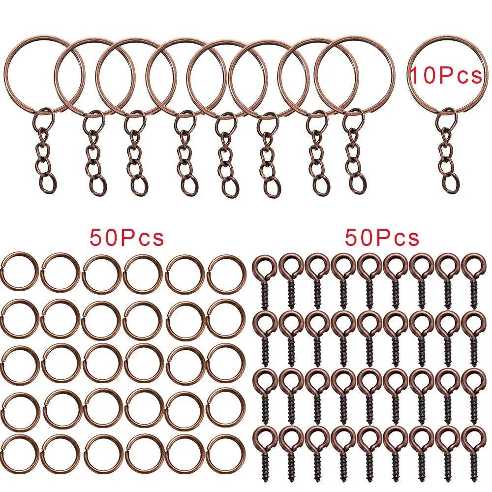 110Keychain Open Jump Rings Eye Pins Jewelry Making Accessories Kits for DIY Epoxy Resin Key Chain Key Ring Pendants