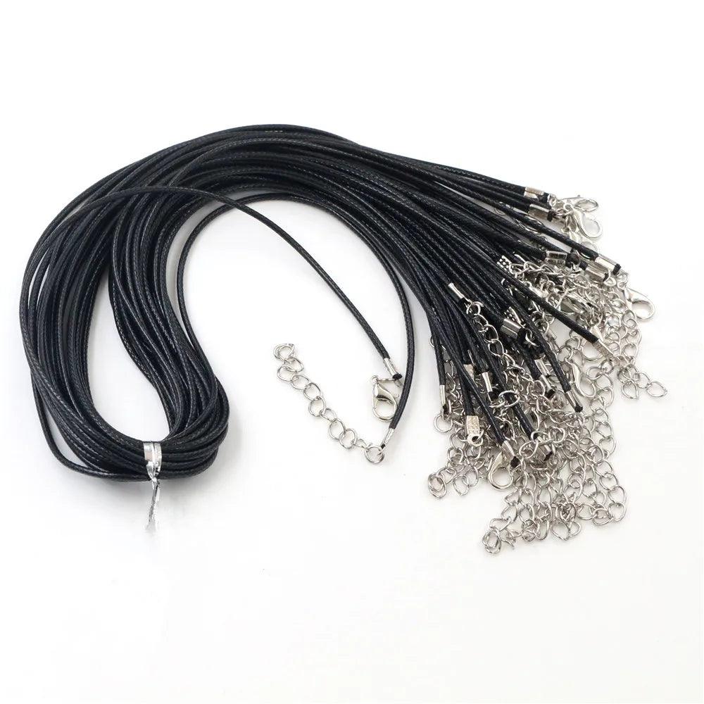Handmade Leather 20pcs/Lot Adjustable Braided Rope Necklaces & Pendant Charms Findings Lobster Clasp String Cord