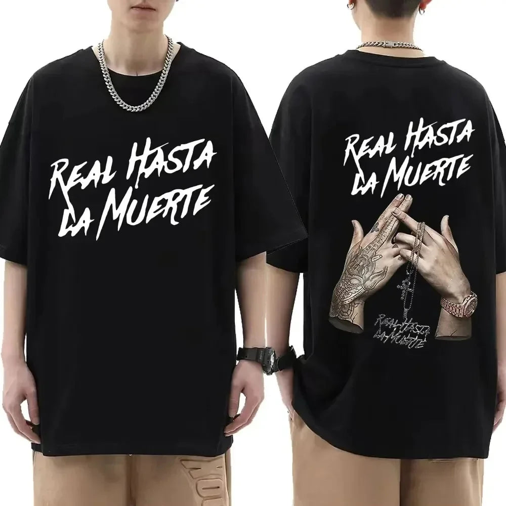 Men Women Oversized Cotton Hip Hop Graphic T Shirt Cool Rapper Style Streetwear Tee