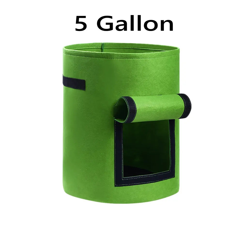 5/7/10 Gallon Potato Grow Bags with Two Flap Windows, Heavy Duty Aeration Fabric Pots with Handles for Garden and Planting