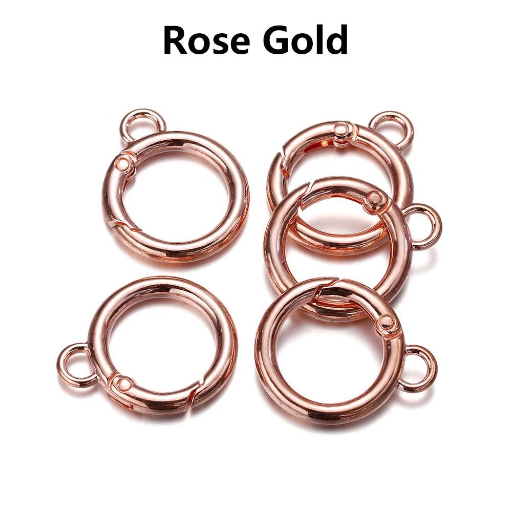 5Pcs/Lot Alloy O Ring Spring Clasps Openable Round Carabiner Keychain Bag Clips Hook Buckles Connector For DIY Jewelry Making