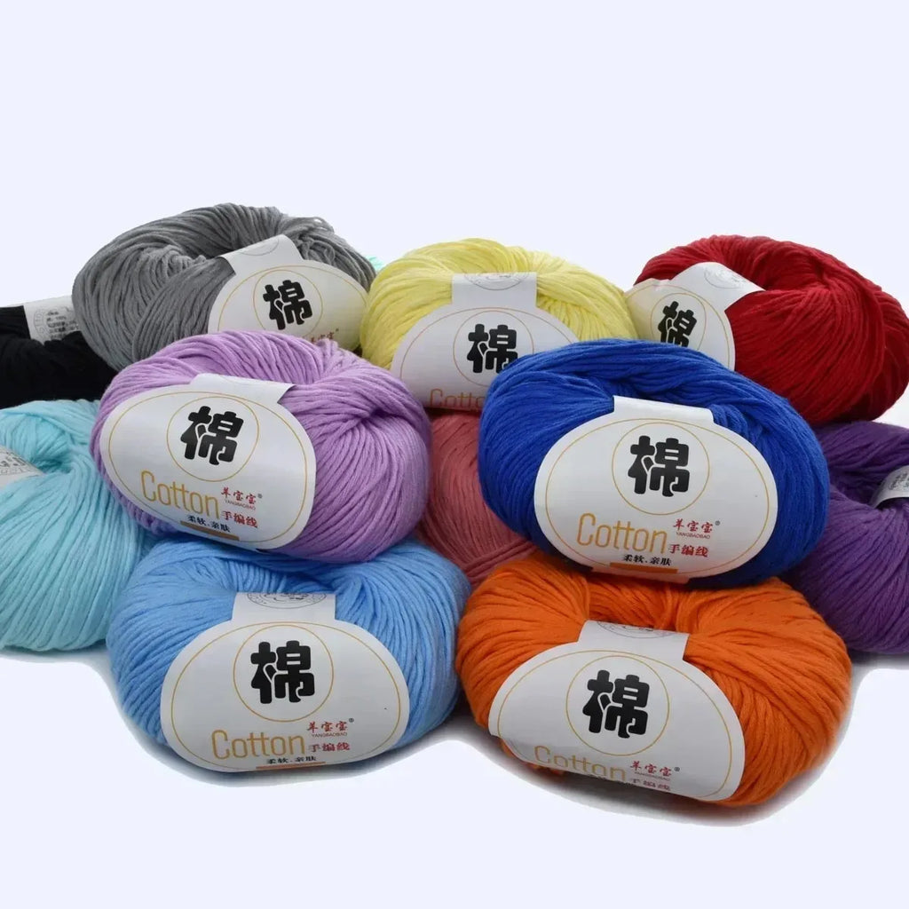 100 Percent Cotton Soft Combed Hand Knitting Crochet Yarn Natural Pure Color Thread 50g 125m