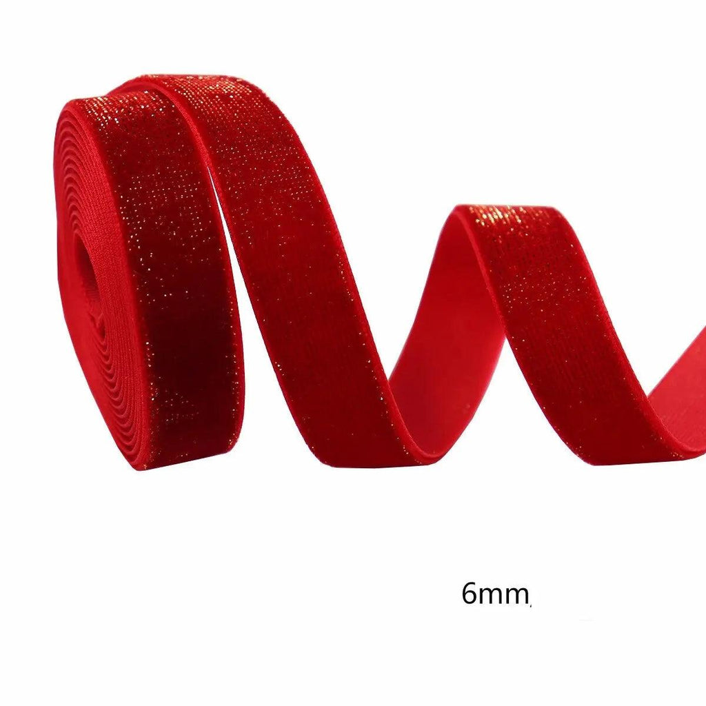5 Yards Christmas Ribbon Red Brilliant New Year Velvet Ribbons Garland, Gifts, Wrapping, Wreaths, Bows