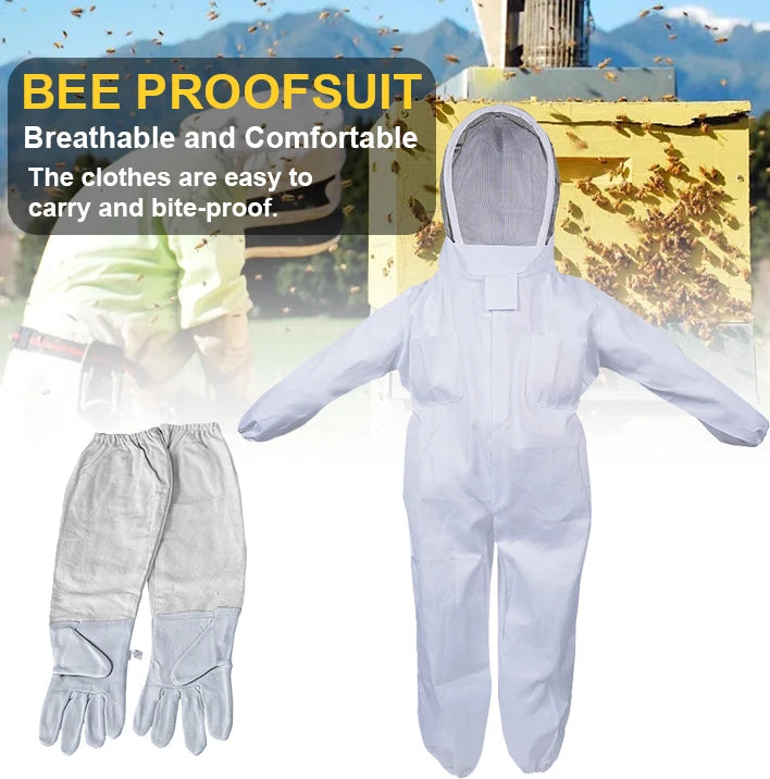 Professional Full Body Beekeeping Clothing Beekeepers Bee Protective Suit Apiarian All Body Equipment 3 Size With Veil Hat Glove