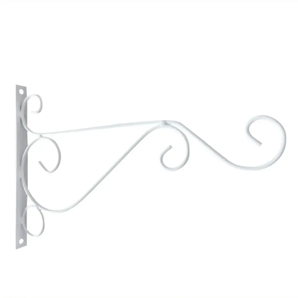 Bird Pattern Flower Basket Holder Wall Mounted Metal Bracket Hanger Rustic Style Wide Base for Outdoor Indoor Garden Yard Street