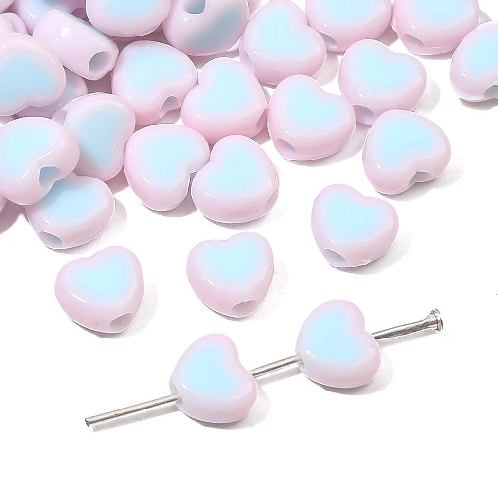 30pcs Love Heart Acrylic Bead Loose Spacer Beads For DIY Bracelet Necklace Jewelry Making Needlework Accessories