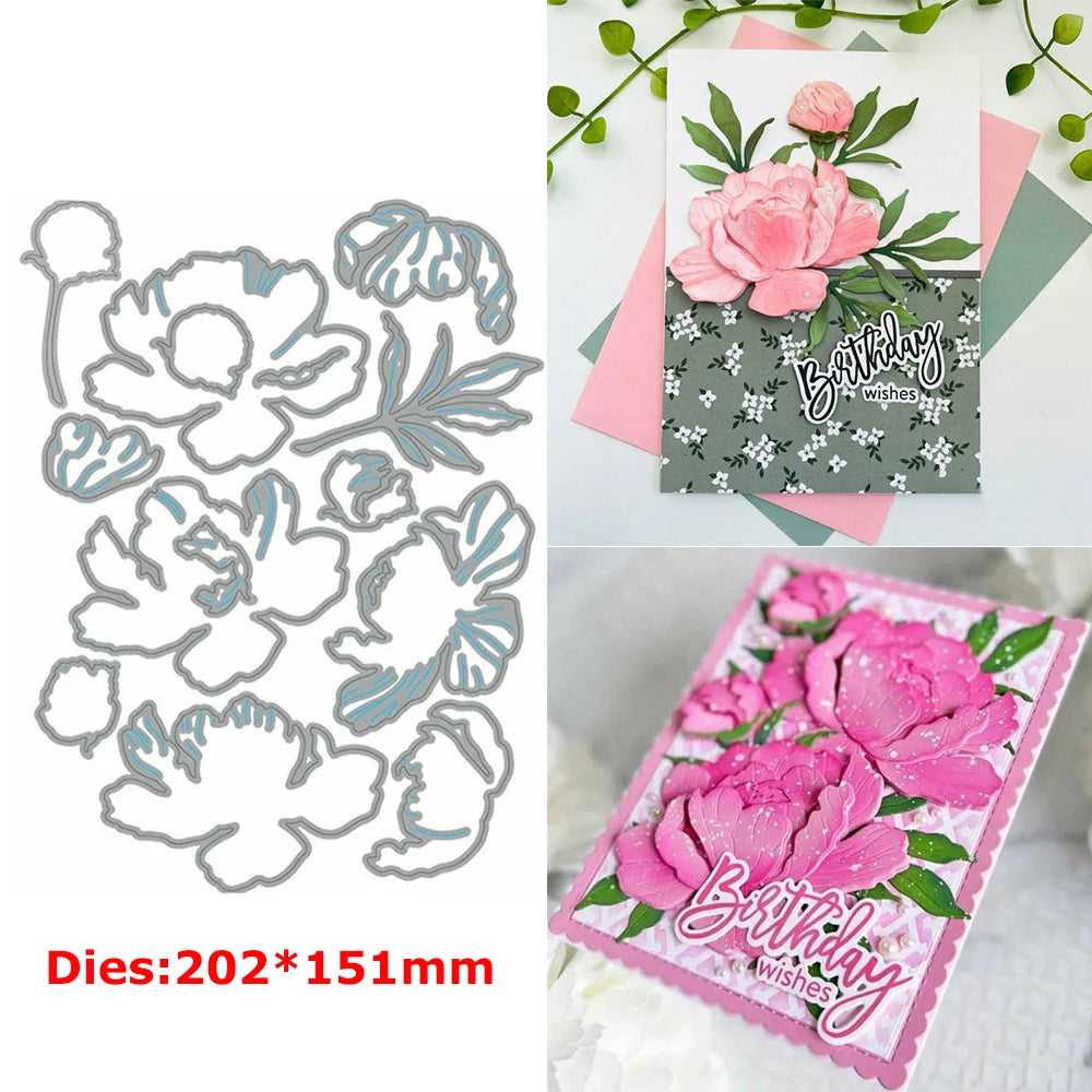 Elegant Flower Blossom Metal Cutting Dies Layered Frame Background Mould Knife for DIY Scrapbooking Christmas Card Craft Making