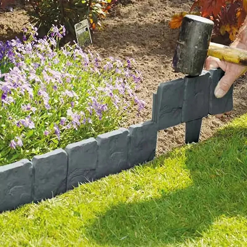 10-20pcs Garden Fence Imitation Stone Plant Support Stake Outdoor Edging Decorative Border DIY Lawn Yard Landscape Plant Fence