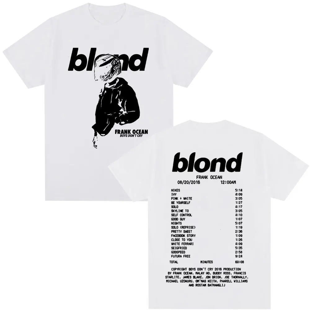 Rapper Frank Retro Graphic T Shirt for Men and Women Oversized Cotton Hip Hop Ocean Blond Album Fashion Tee