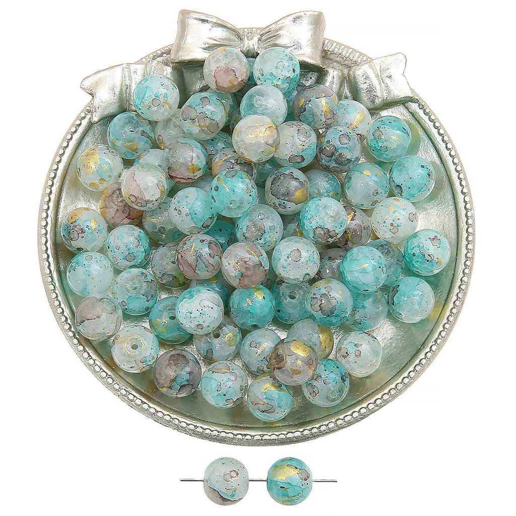 20pcs glass and jade shattered, sprinkled with gold, round beads, and loose beads DIY handmade bracelet, necklace, jewelry acces