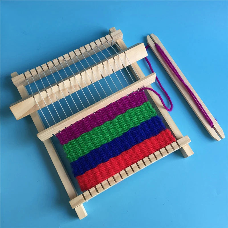 Mini Wooden Weaving Loom Craft Yarn DIY Hand Knitting Machine Kids Educational Toys