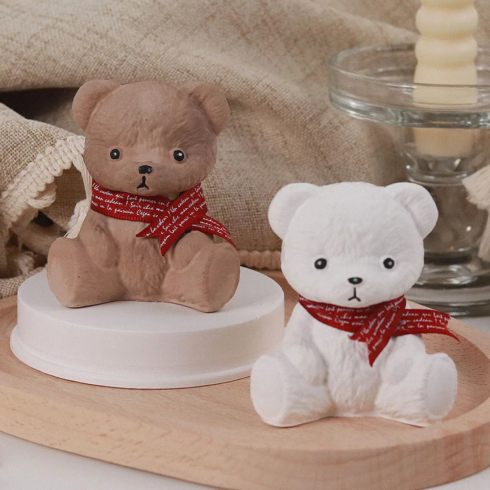 3D Cute Teddy Bear Silicone Candle Mold DIY Handmade Animal Scented Candle Soap Molds Plaster Resin Ice Cube Making Home Decor