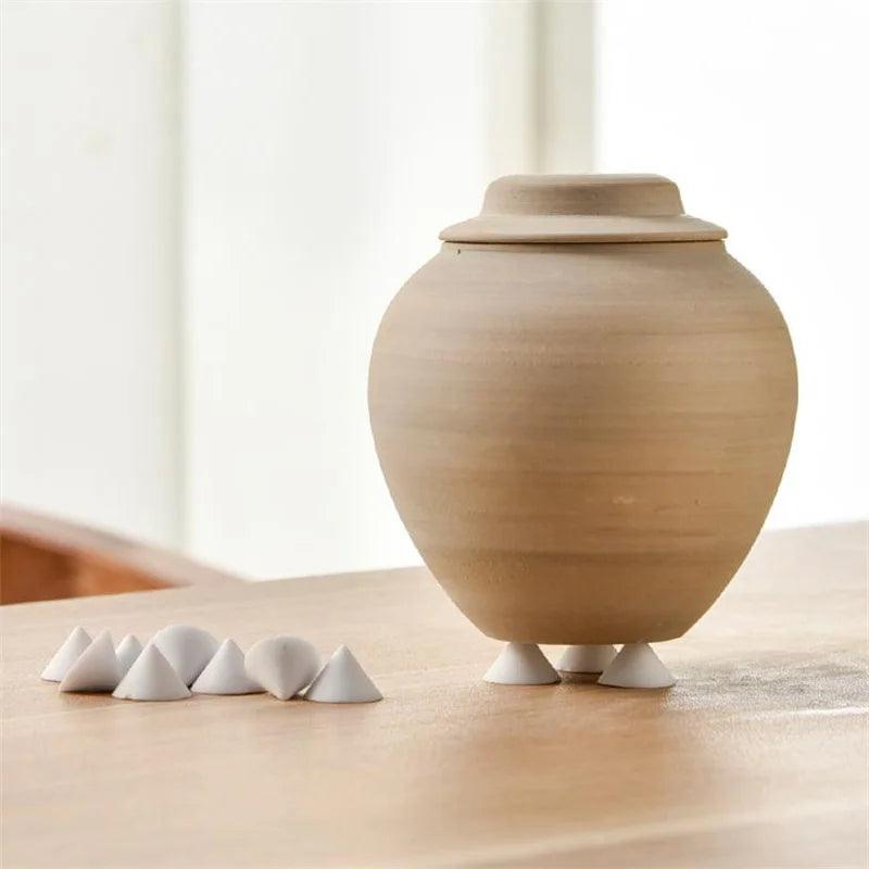 10pcs/set  Cone Stand Ceramic Nail Kiln Supporter Clay Supporting Tools White Aluminum Oxide Pottery Cones