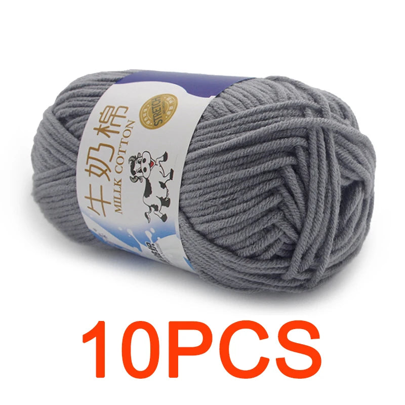 10 Pieces Milk Cotton Knitting Yarn Soft Warm Yarn for Hand Knitting and Crochet Projects