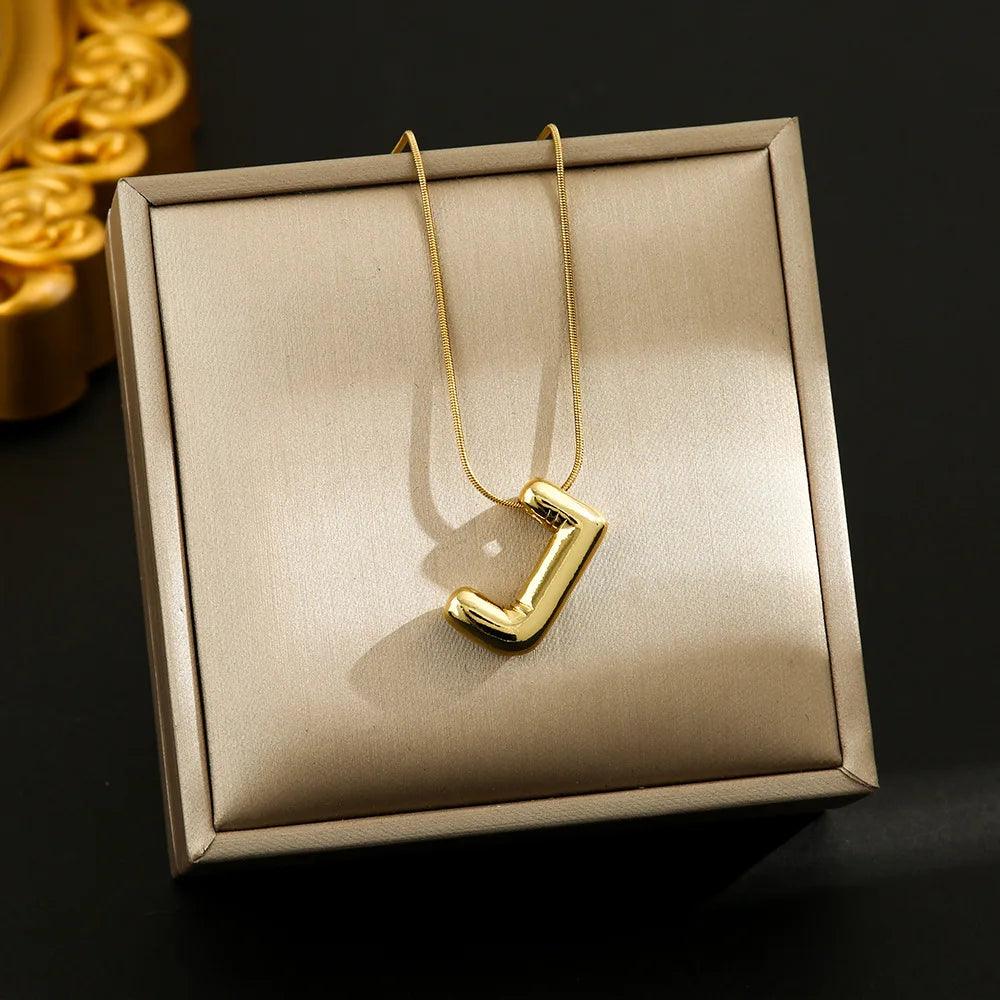 Hot Sale Stainless Steel 26 English Alphabet Necklace Pendant All-match Simple Clavicle Chain Jewelry