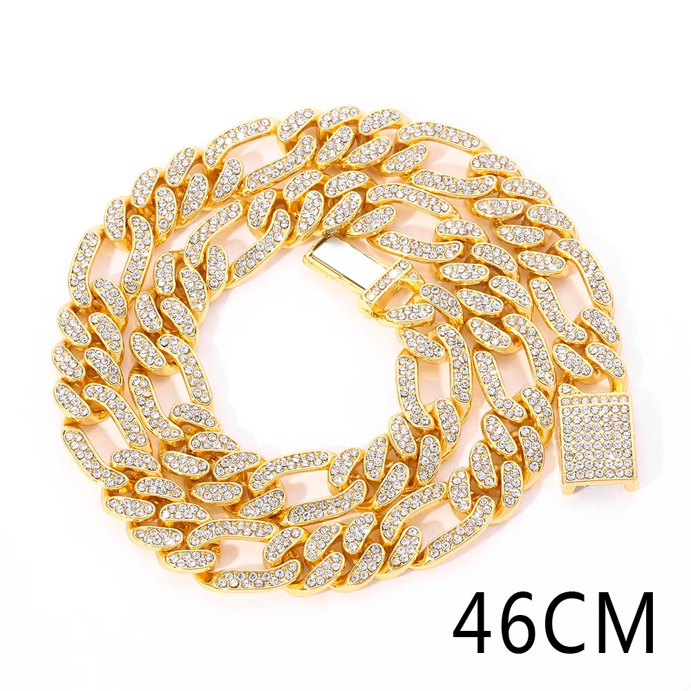 Men Women Hip hop Iced Out Bling Chain Necklace High quality width Miami Cuban Chain HipHop Necklaces Fashion Jewelry