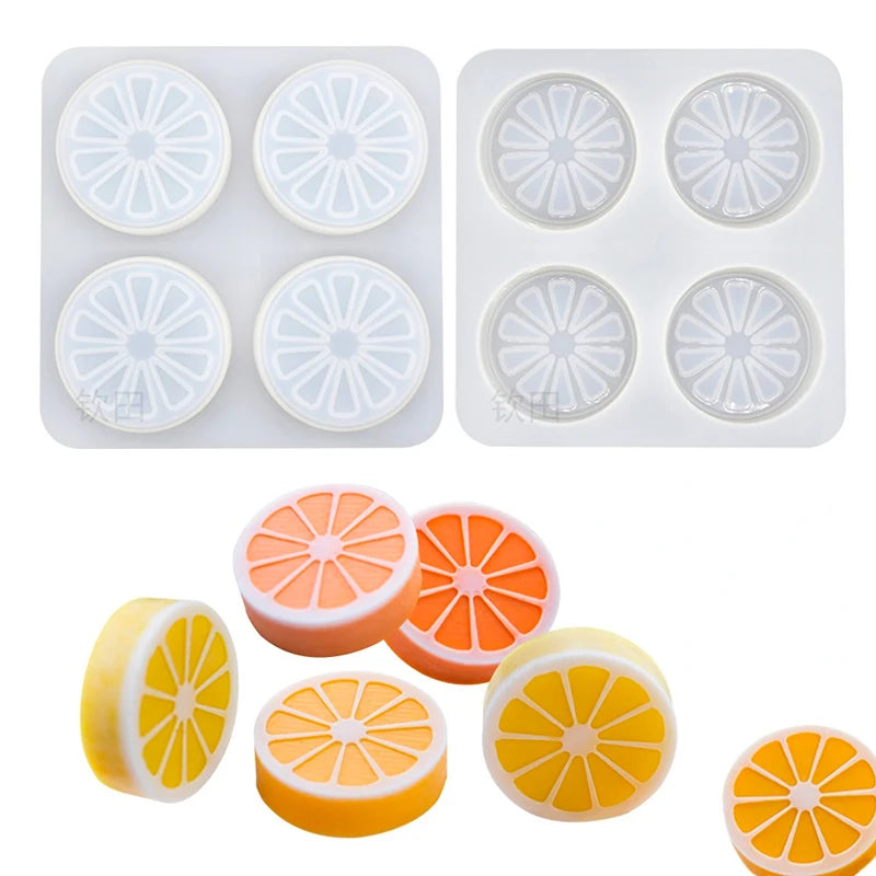 4 Hole Lemon Soap Silicone Mould Orange Candle Resin Plaster Making Tool Ice Cube Chocolate Cake Baking Mold Home Decor Gifts