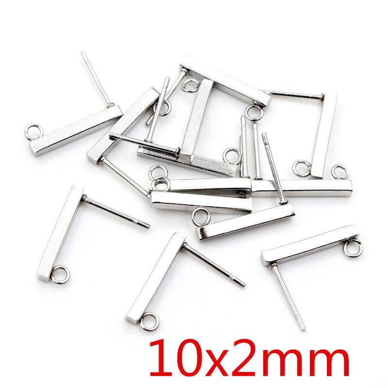 20pcs 316L Stainless Steel Geometric Earring Stud Posts Connector Fashion Styles DIY Jewelry Making Findings Accessories