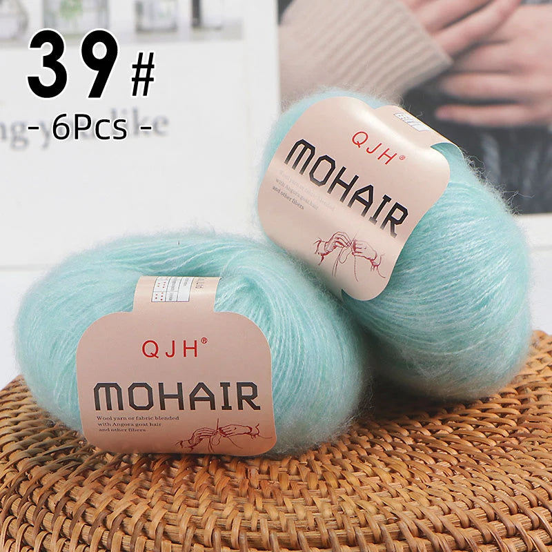 6PCS Soft Mohair Yarn Knitting Angora Yarn for DIY Projects Fluffy Lace Yarn for Sweaters Scarves and Shawls 25g Each