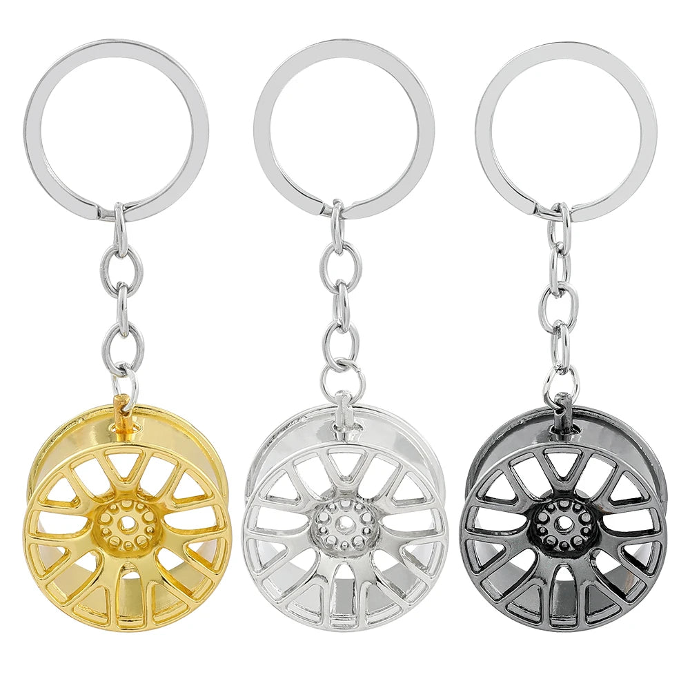 Wheel Rim Keychain 3D Model Keyring Creative Accessories Racing Wheels Key Holder for Car Lovers Pendant Gift