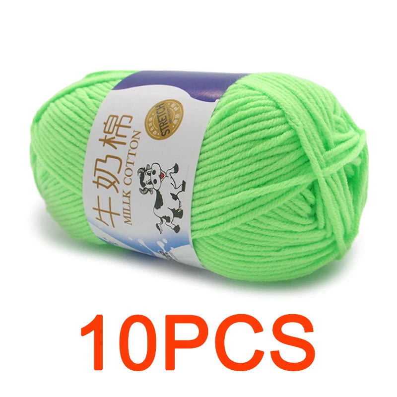 10 Pieces Milk Cotton Knitting Yarn Soft Warm Yarn for Hand Knitting and Crochet Projects