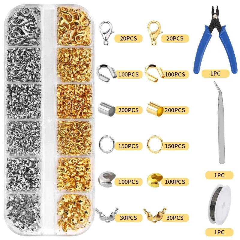Alloy Accessories Jewelry Findings Set Copper Wire Open Jump Rings Jewelry Making ToolsEarring Hook Jewelry Making Supplies Kit