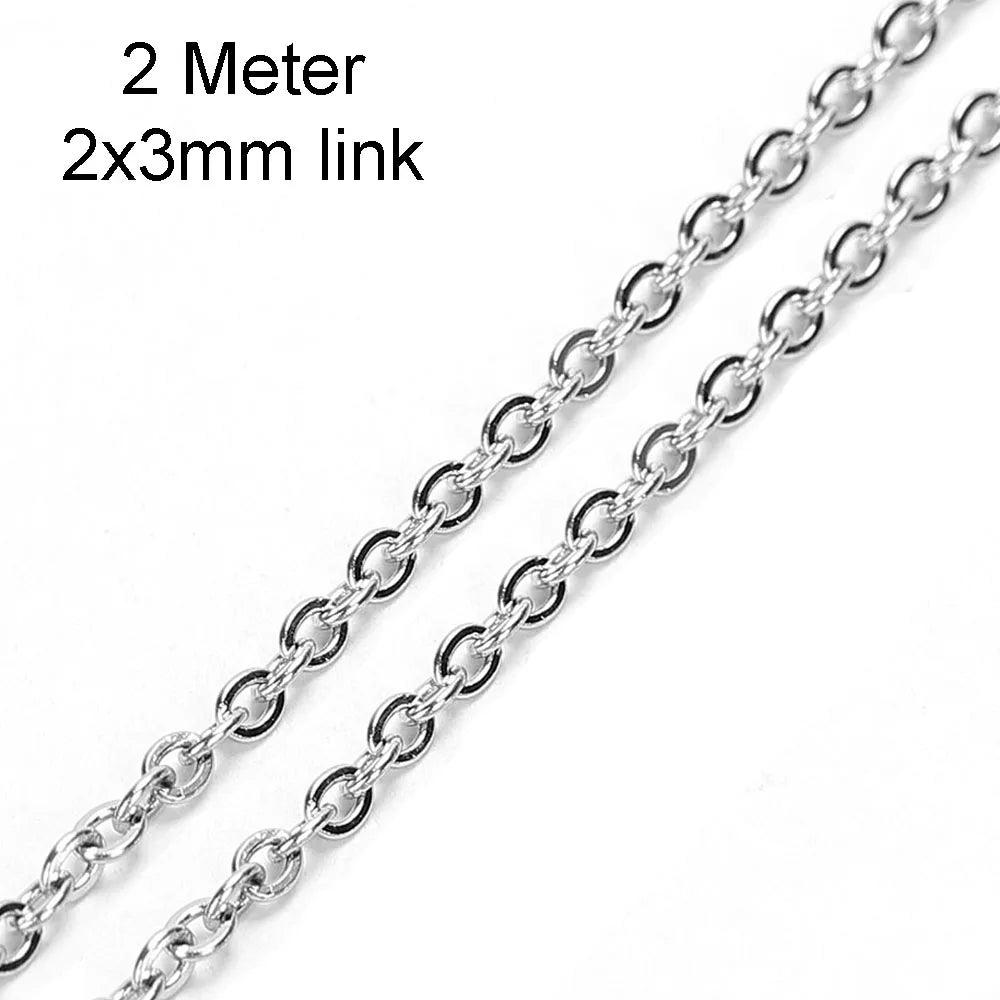 2 Meters Stainless Steel Chain 1 1.5 2mm Gold&Steel Color Chains for DIY Jewelry Making Necklace Bracelet Supplies