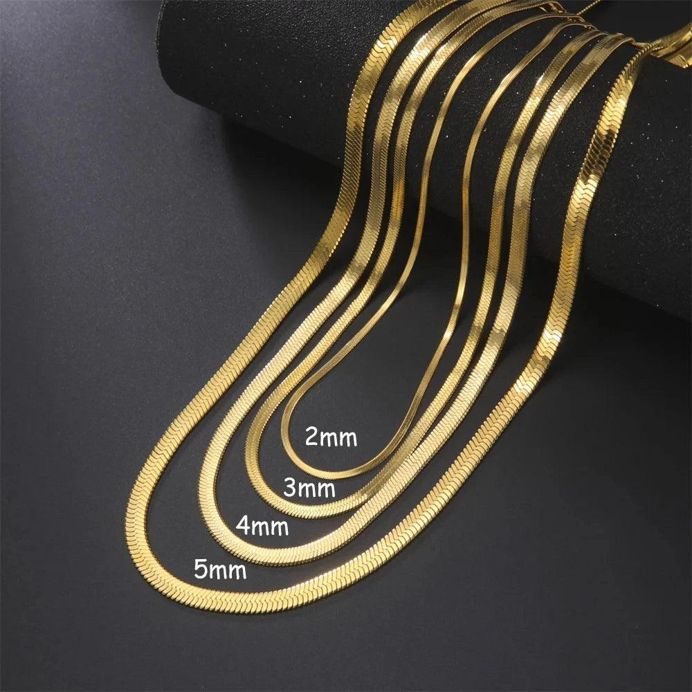 HIYEE Stainless Steel Snake Necklace for Women Jewelry Gift Blade Chain Gold Plated Waterproof Trendy DIY Pendant Accessories
