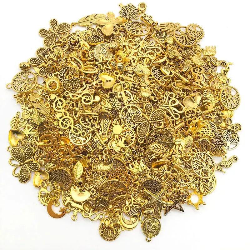 50pcs Bulk Lots Jewelry Making Charms, Mixed Smooth Metal Charms, Pendants Bracelet Necklace Jewelry Making and DIY Craft