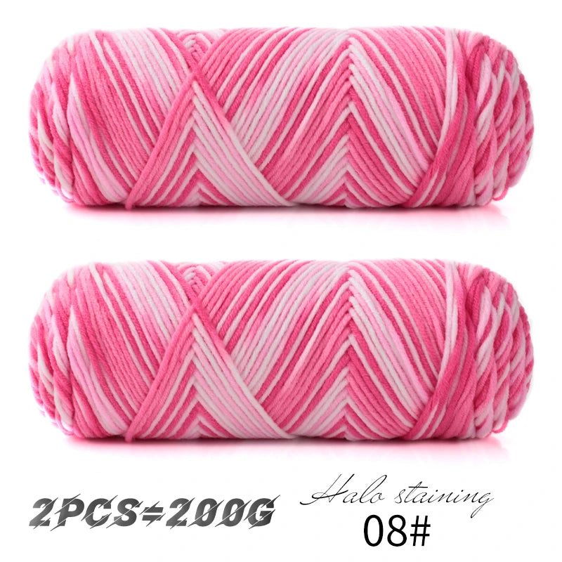Colorful 5 Strand Dyed Milk Cotton Baby Sweater Yarn for Handmade DIY Woven Scarves and Crochet Projects