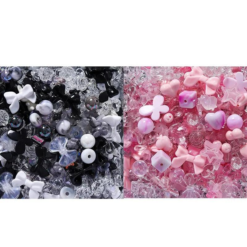40g 2 Style Mixed Flowers Heart AB Color Phone Chain Beads Necklace Earrings Beads Multi Style Beads For Jewelry Making Findings