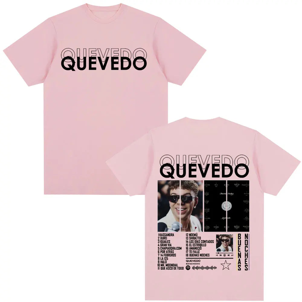 Quevedo Buenas Noches T-Shirt for Men and Women Casual Cotton Oversized Hip Hop Short Sleeve Fashion Tee