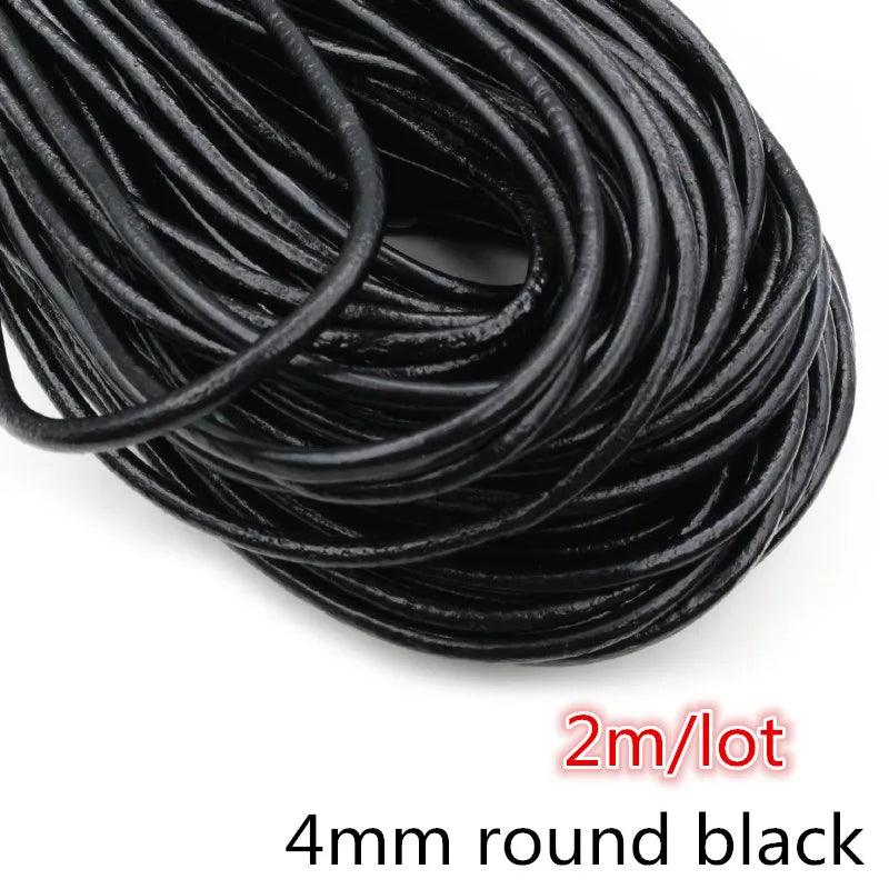 2-5m/lot 1-8mm Genuine Cow Leather Round/Flat Strand Thong Cord DIY Bracelet Findings Rope String For Jewelry Making Accessories