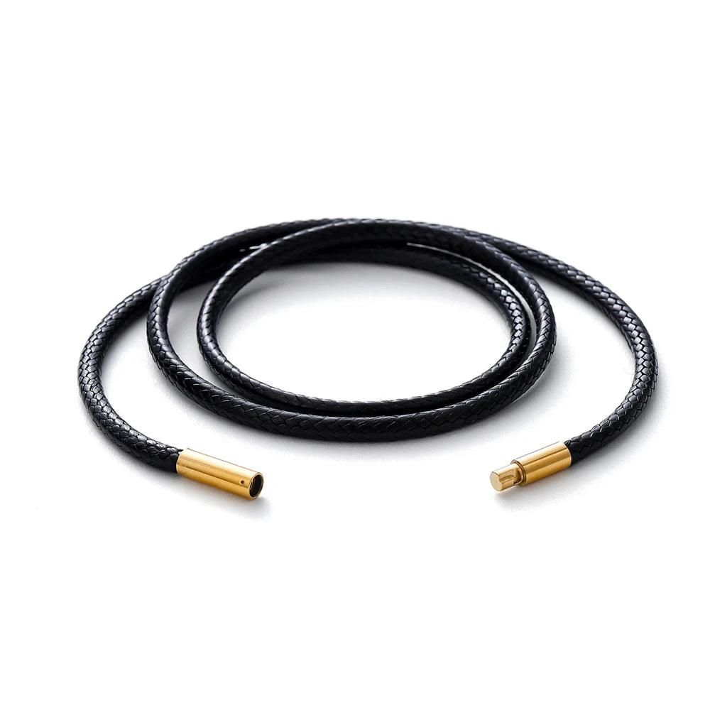 45/50/60cm Black Brown Braid Wax Cord DIY Pendant Necklace Jewelry Making Handmade Leather Rope Steel Clasp String Chain