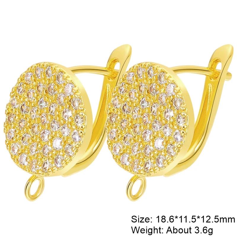 Juya 18K Gold Plated Copper Material Anti-Allergy Earwire Fixture Earring Hook Clasps For DIY Women's Earring Making Accessories
