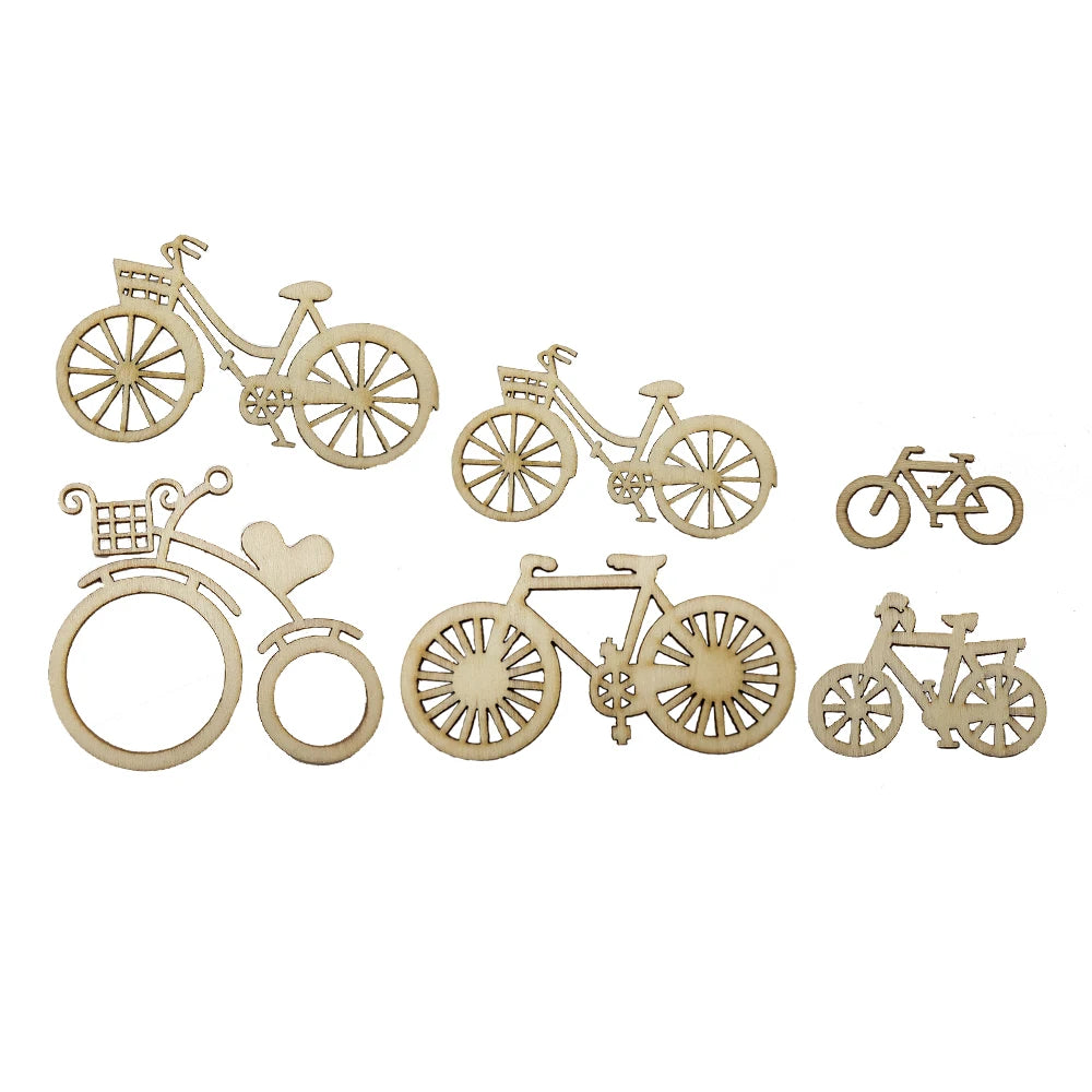 10/30/50Pcs Wooden Bicycle Car Transportation DIY Crafts Home Decoration Scrapbookings DIY Wood Ornaments Handmade accessory