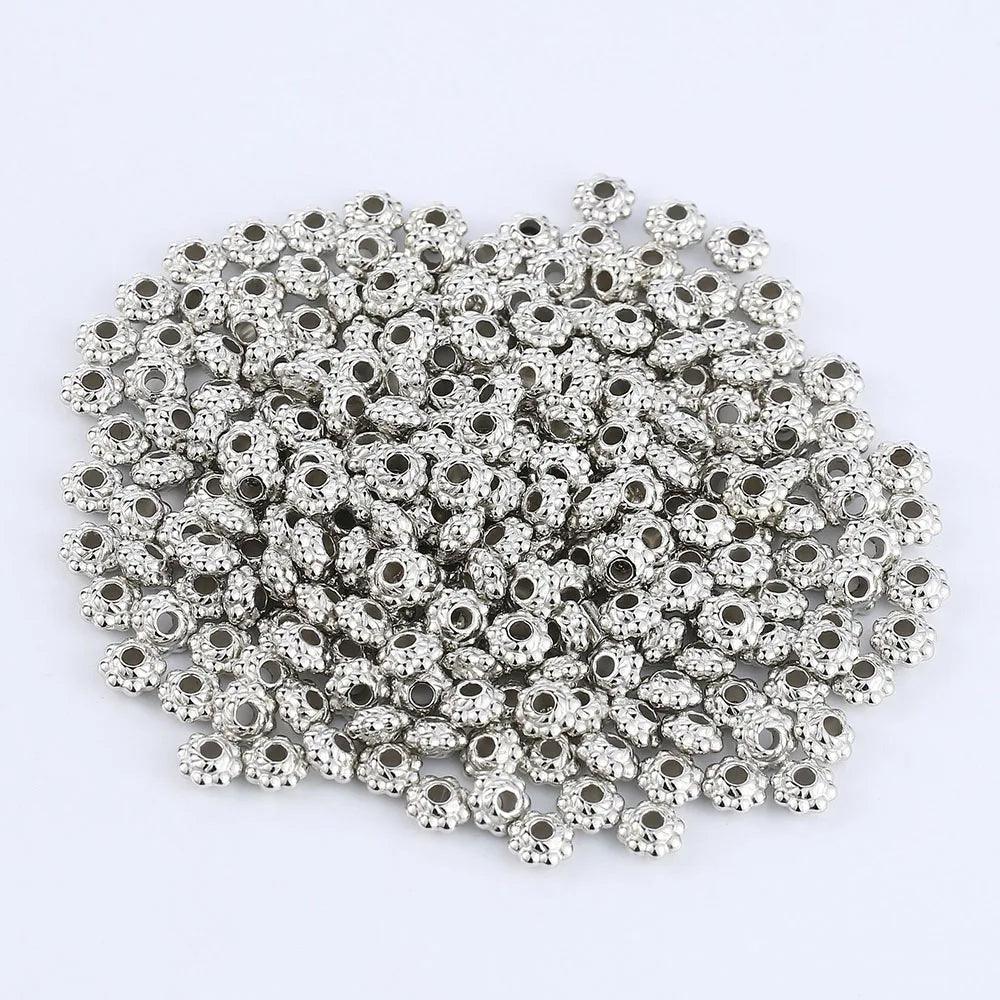 100Pcs Flower Shape Beads 6mm CCB Septal Bead Daisy Spacers Plastic Spacer Disc Loose Beads for Bracelet Earring Jewelry Making