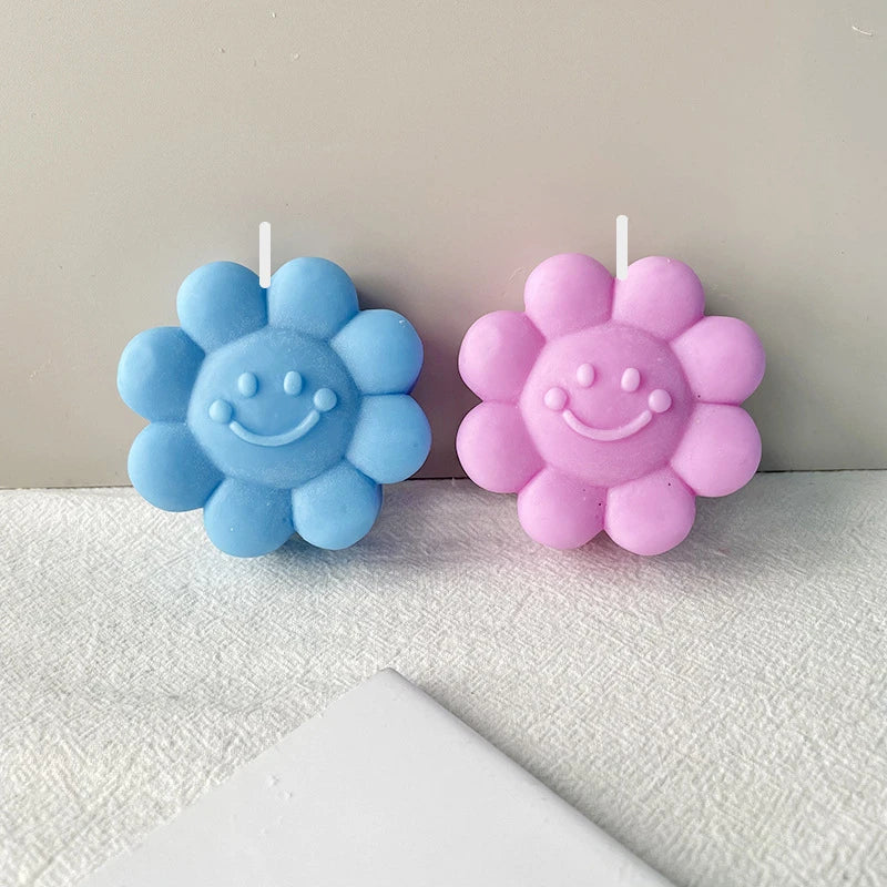 Sun Face Flower Shape Mold Candle Wax Mould DIY Smiling Soap Model Molds Candle Making Supplies