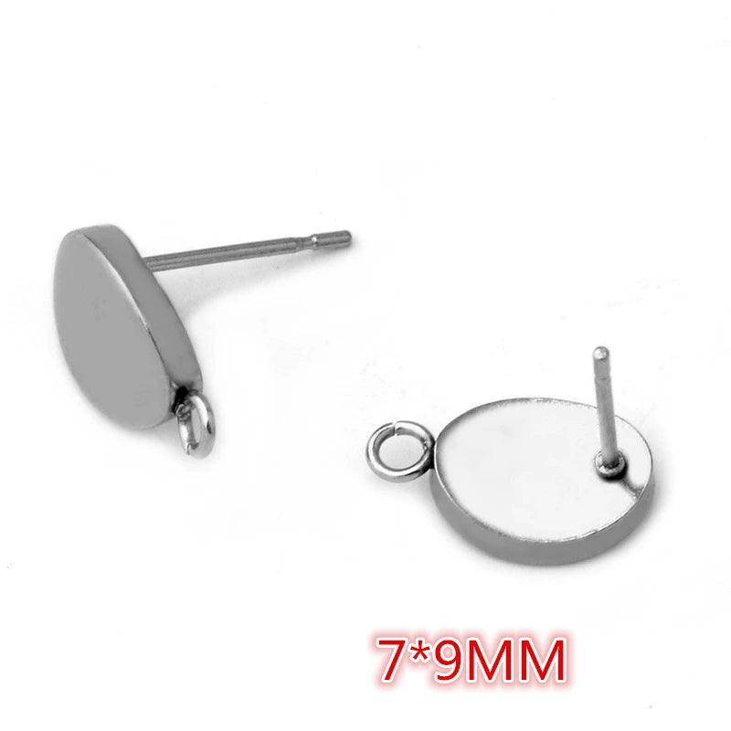 20pcs 316 Stainless Steel Geometric Polygonal Earring Stud Hooks Posts Connector For DIY Jewelry Making Supplies