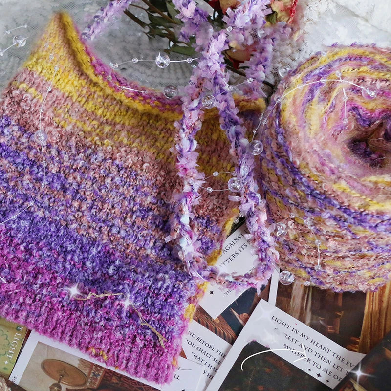 Gradient Mohair Wool Blend Yarn 50g Chunky Fluffy Crochet