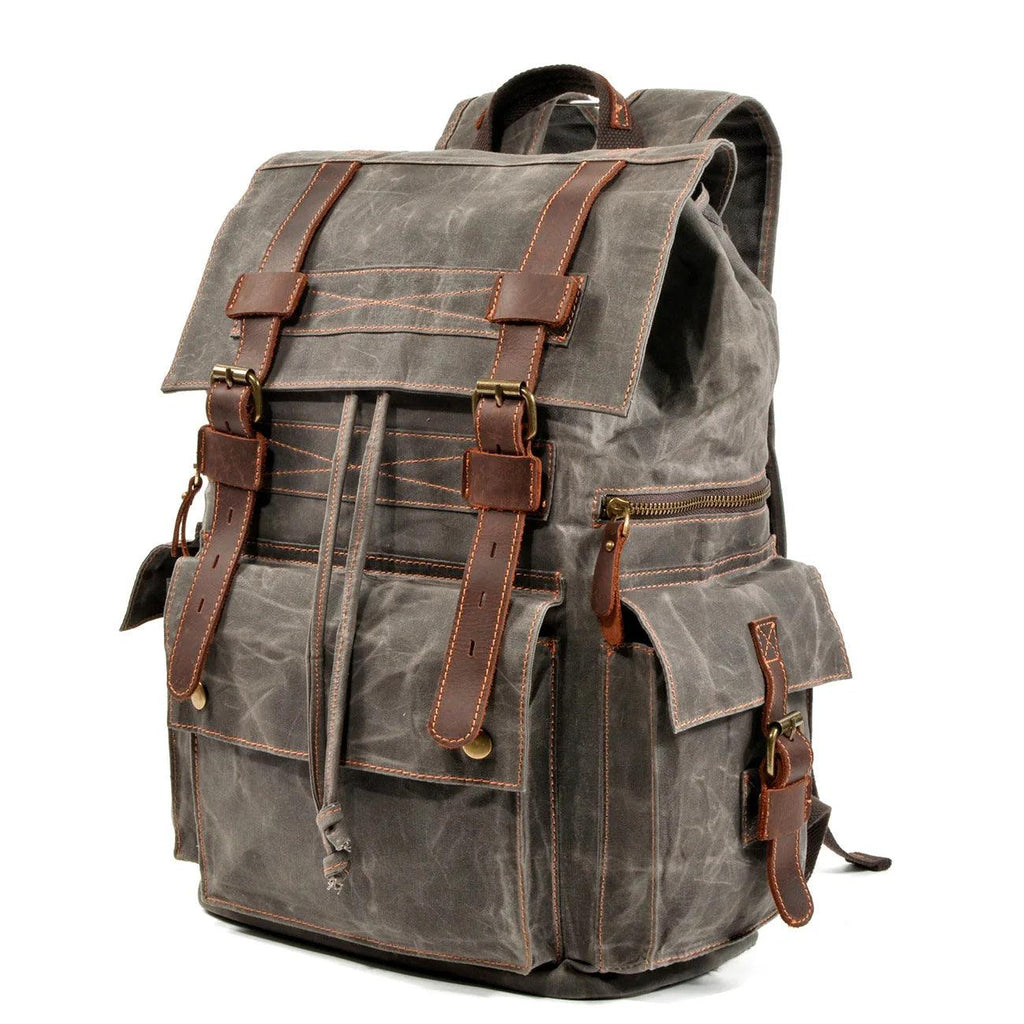 Retro Shoulder Bag Men's and Women's Beeswax Canvas Travel Computer Bag Outdoor Casual Crazy Horse Leather Hiking Bag