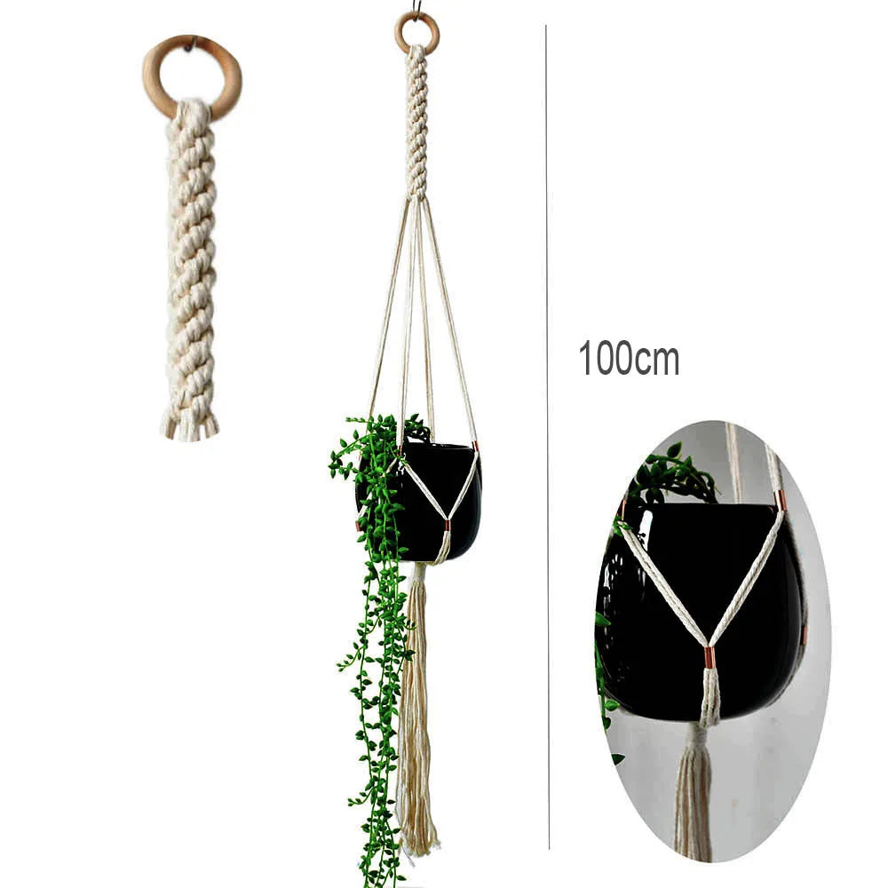 Hot sale handmade boho style macrame  plant pot holder indoor window flower pot hanger