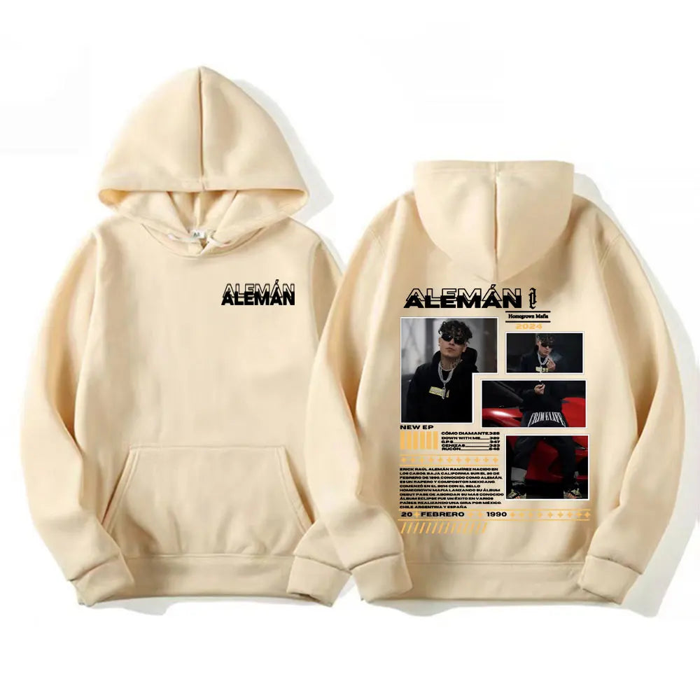 Rapper Aleman Homegrown Mafia Tour Album Merch Sweatshirt Men Women's Clothing Fashion Hip Hop Punk Style Casual Pullover Hoodie