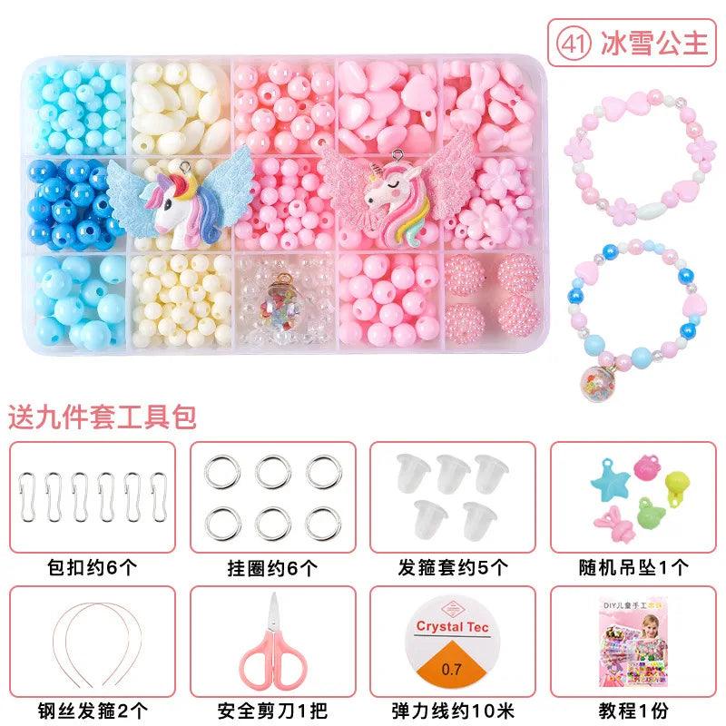 500pcs DIY Handmade Beaded Children's Toy Creative Loose Spacer Beads Crafts Making Bracelet Necklace Jewelry Kit Girl Toy Gift
