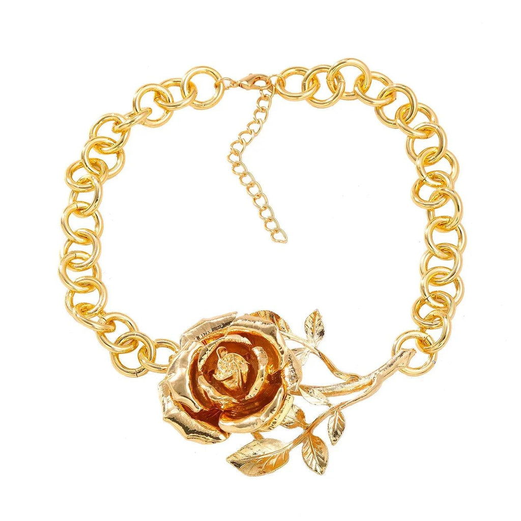 Vedawas 2024 New Alloy flower stone beaded necklace,Exaggerated Elegant Banquet Weedding Women Accessories